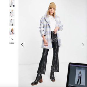 ASOS Vila Coat in Lilac and Beige Check